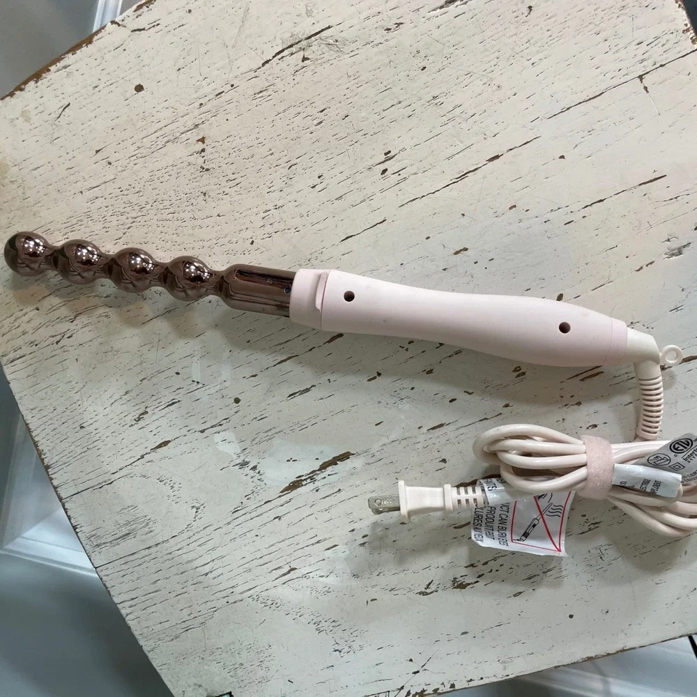 L'ange Le Perle Bubble Curling Wand Rose Gold Titanium Pink Hair Styling Tool